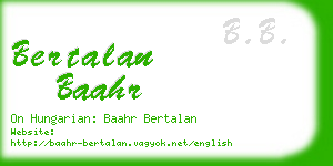 bertalan baahr business card